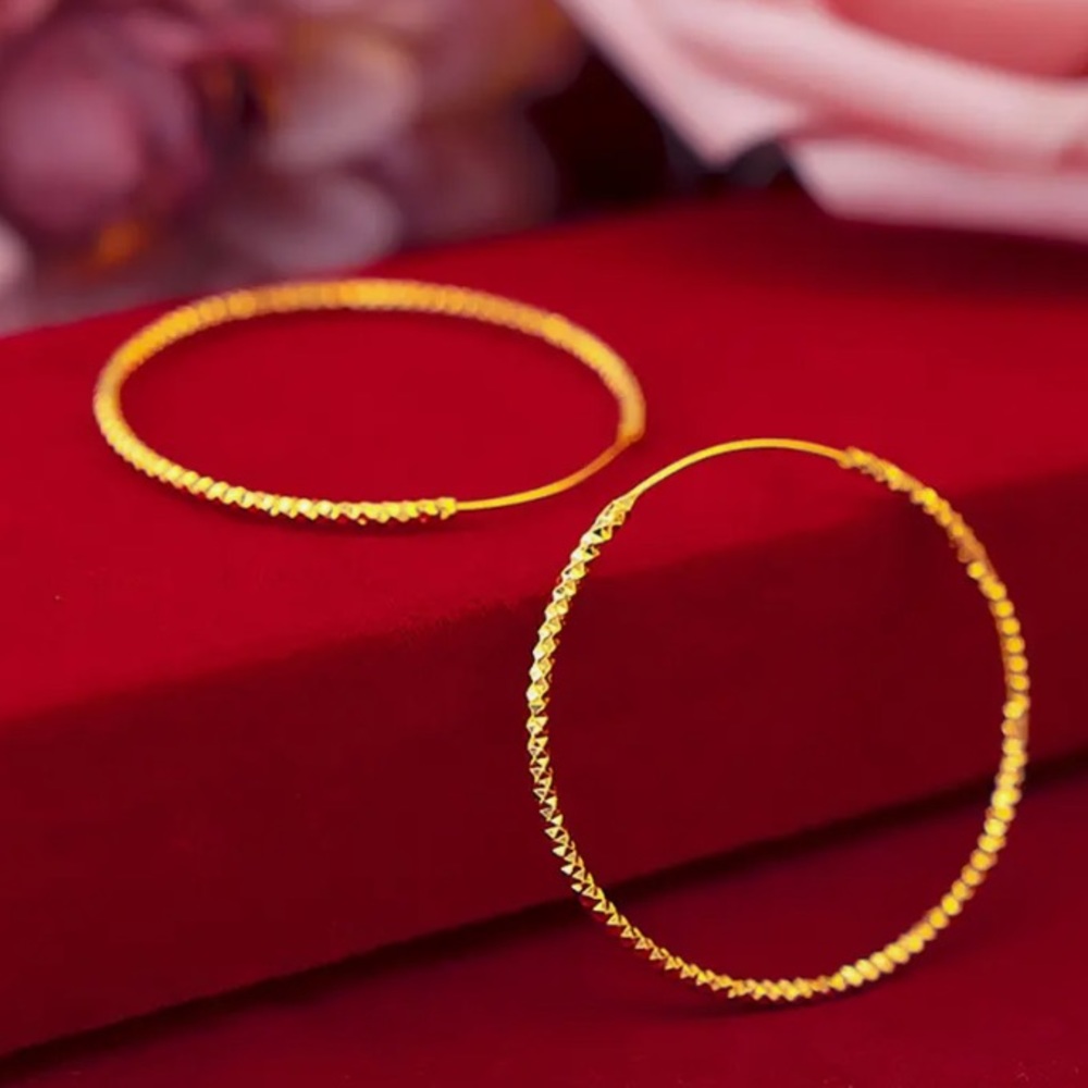 New 24k Gold Handcrafted Hoop Earrings 40mm